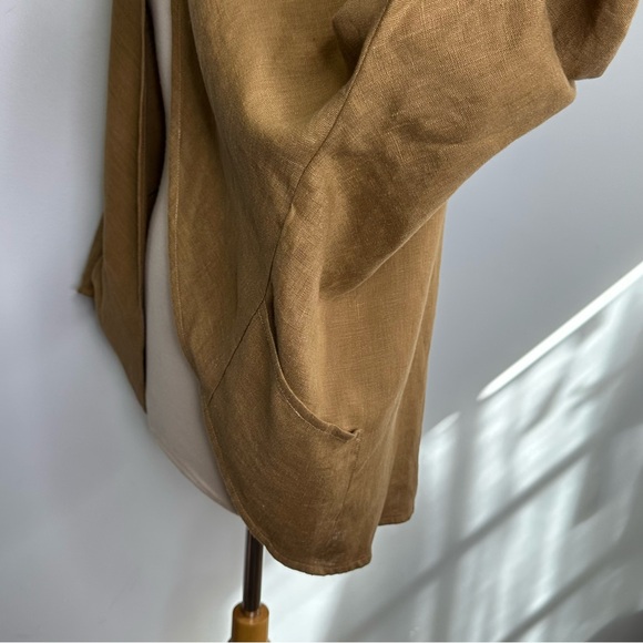 The Heavy Linen Maybe Wrap Collection Lightweight Open Jacket In Ginger M/L - Picture 7 of 12